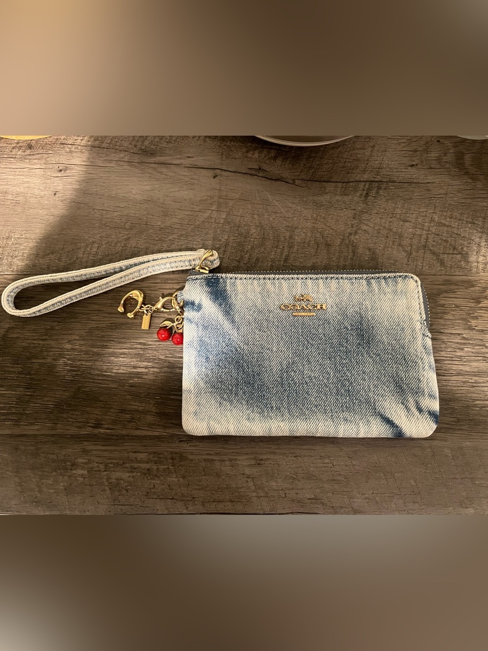 Coach Denim Wristlet with Charms